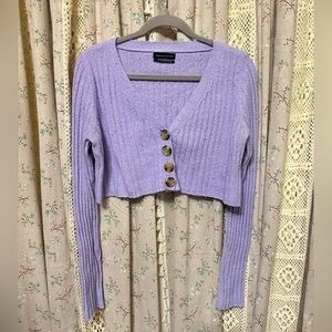3/$30 Urban Outfitters Lavender Cropped Ribbed Cardigan S